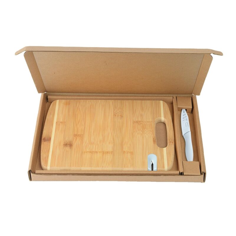Custom Bamboo Sharpen-It™ Cutting Board w/Knife Gift Box Set - 4