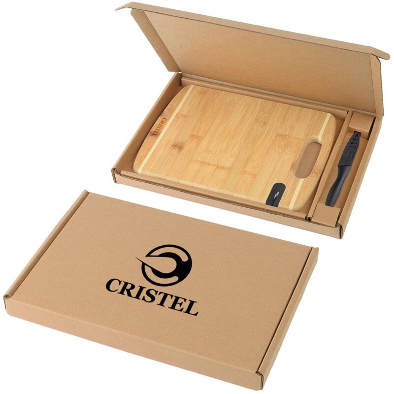 Custom Bamboo Sharpen-It™ Cutting Board w/Knife Gift Box Set