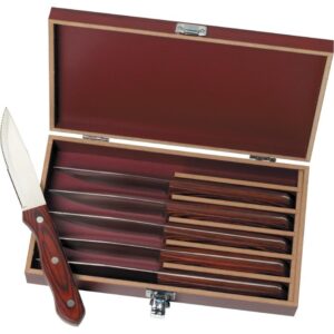 Custom Manchurian Ash 6-Piece Steak Knife Slim Case Set