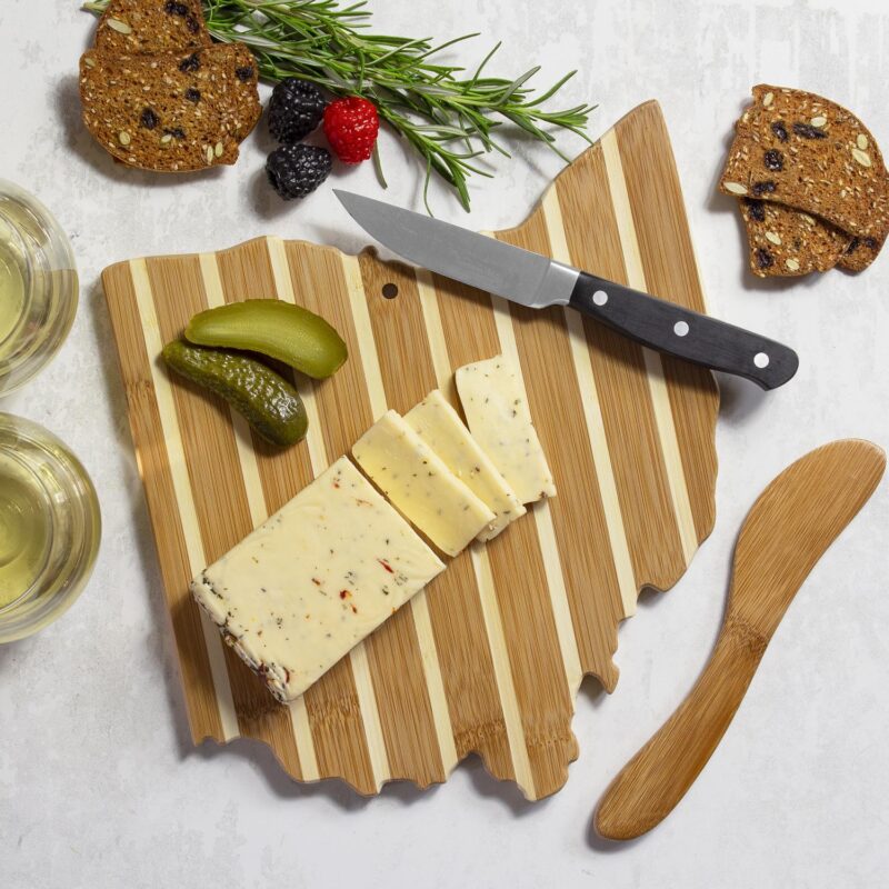 Custom Ohio Charcuterie Board with Spreader Knife Gift Set - 4