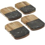 Custom Black Marble Cheese Board Set with Knives - 4