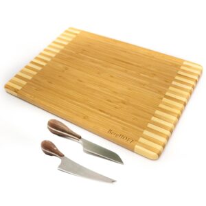 Custom BergHoff Bamboo 3Pc Rectangular Two-Toned Board Set/Aaron Probyn Cheese Knives