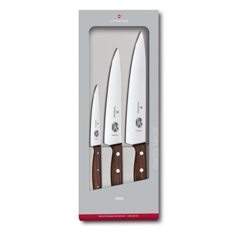 Custom Victorinox Swiss Army Corporate Gifts Cutlery 3 Pc Vx Wood Set