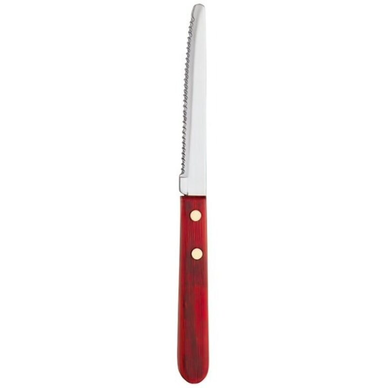 Custom Libbey 200 1682 8 1/4" Steak Knife w/ Red Wood Handle