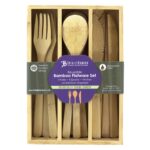 Custom 12 Piece Reusable Bamboo Flatware Set in Storage Case - 1