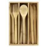 Custom 12 Piece Reusable Bamboo Flatware Set in Storage Case
