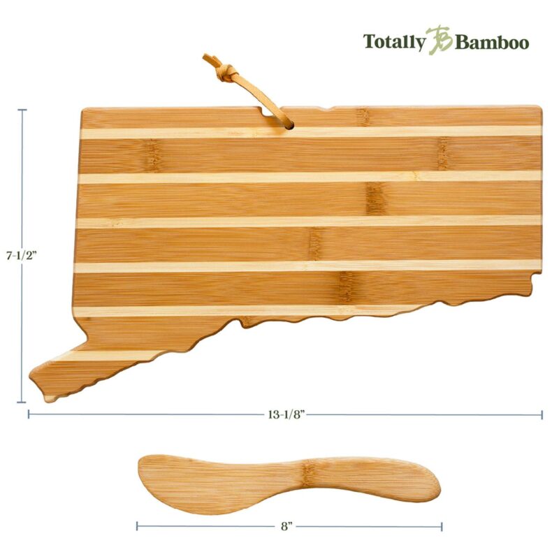 Custom Connecticut Charcuterie Board with Spreader Knife Gift Set - 2