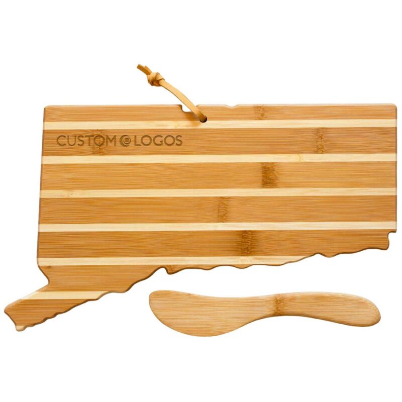 Custom Connecticut Charcuterie Board with Spreader Knife Gift Set