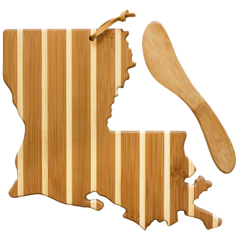 Custom Louisiana Charcuterie Board with Spreader Knife Gift Set - 1