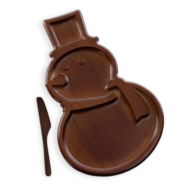 Custom Reversible Snowman Serving Tray with Knife - 1