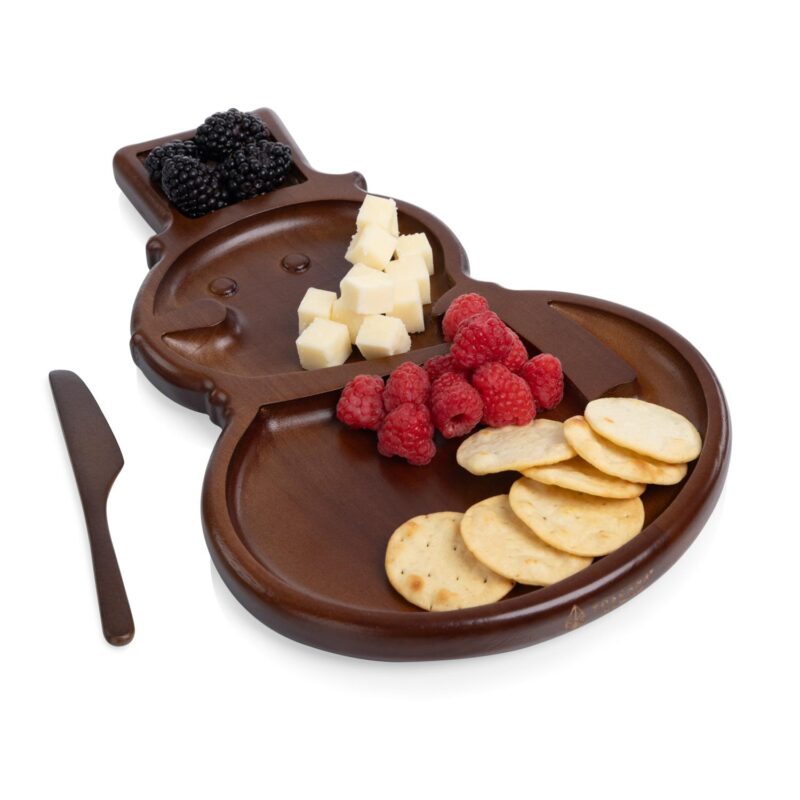 Custom Reversible Snowman Serving Tray with Knife - 3