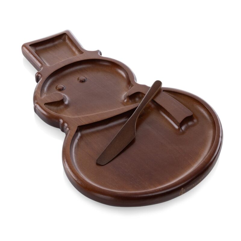 Reversible-Snowman-Serving-Tray-with-Knife-847-06-512 Custom Reversible Snowman Serving Tray with Knife