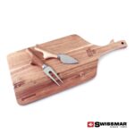 Custom Swissmar Acacia Paddle Cutting Board & Knife Set