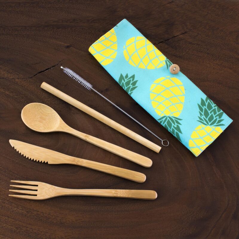 Custom Take-Along Flatware Pineapple Utensil Roll - 2