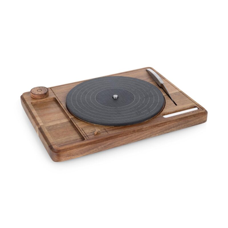 Custom Turntable Acacia and Slate Cheese Board with Knife - 1