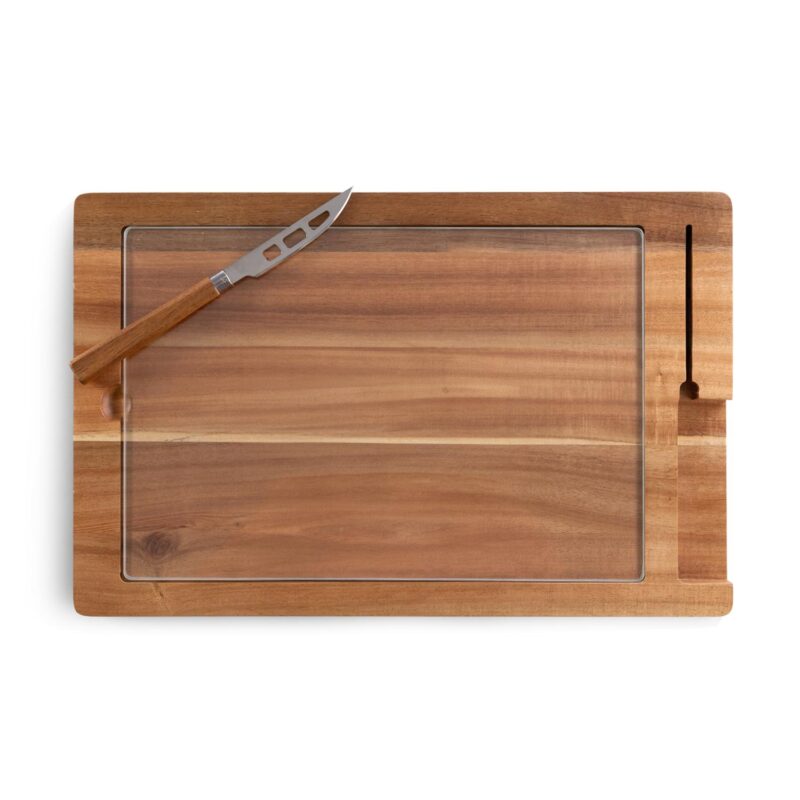 Custom Ventana - Tempered Glass and Acacia Cheese Board and Knife Set - 1