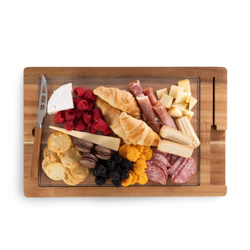 Custom Ventana - Tempered Glass and Acacia Cheese Board and Knife Set - 4